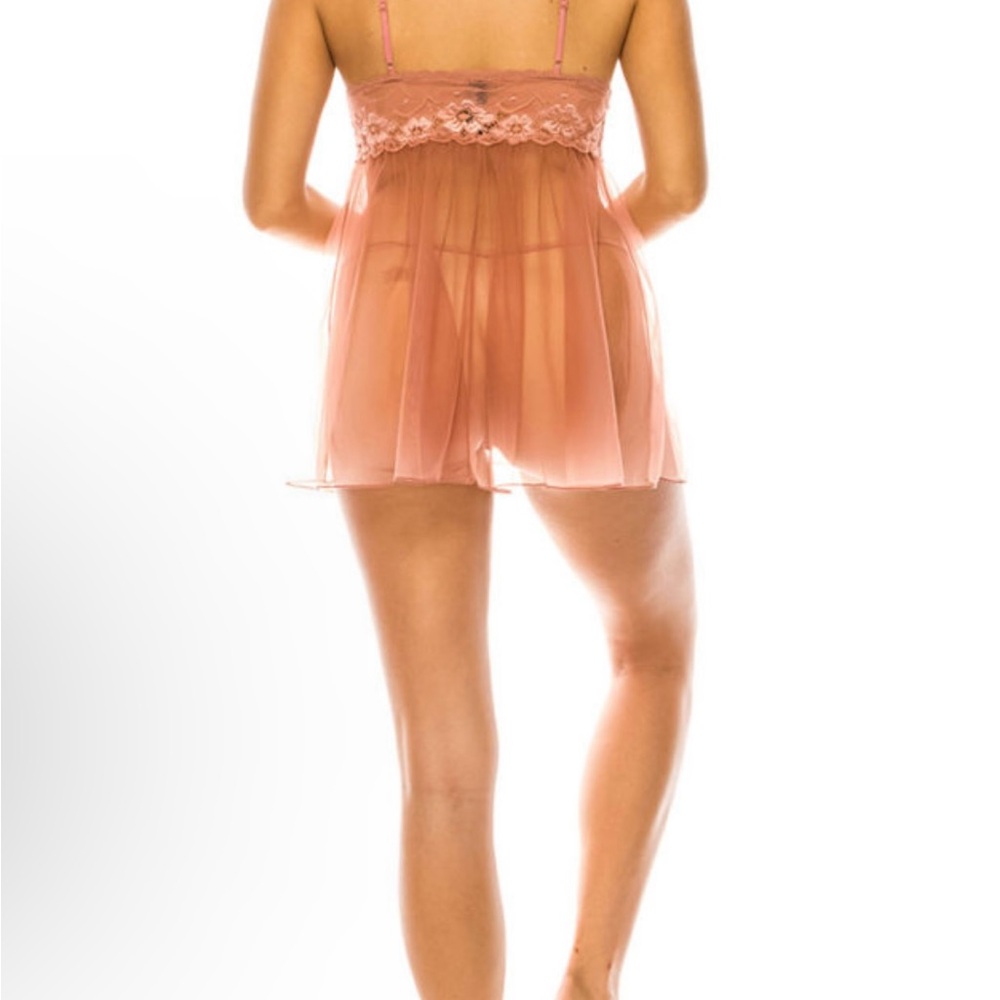 NWT Sheer Lace Babydoll Mauve - 3PC - MEDIUM - Picture 4 of 5